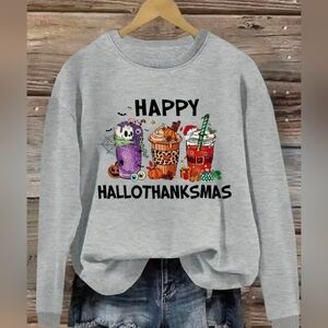 🆕️Gray HalloThanksMas Sweatshirt